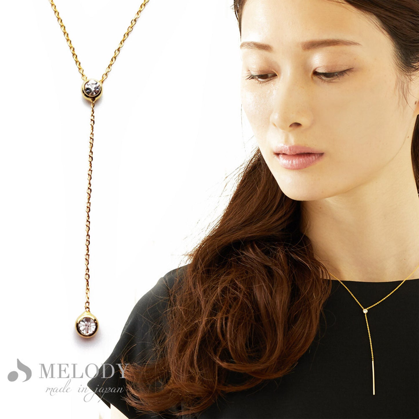 Y型項鏈配施華洛世奇石 Y Shaped Necklace with Swarovski Stone