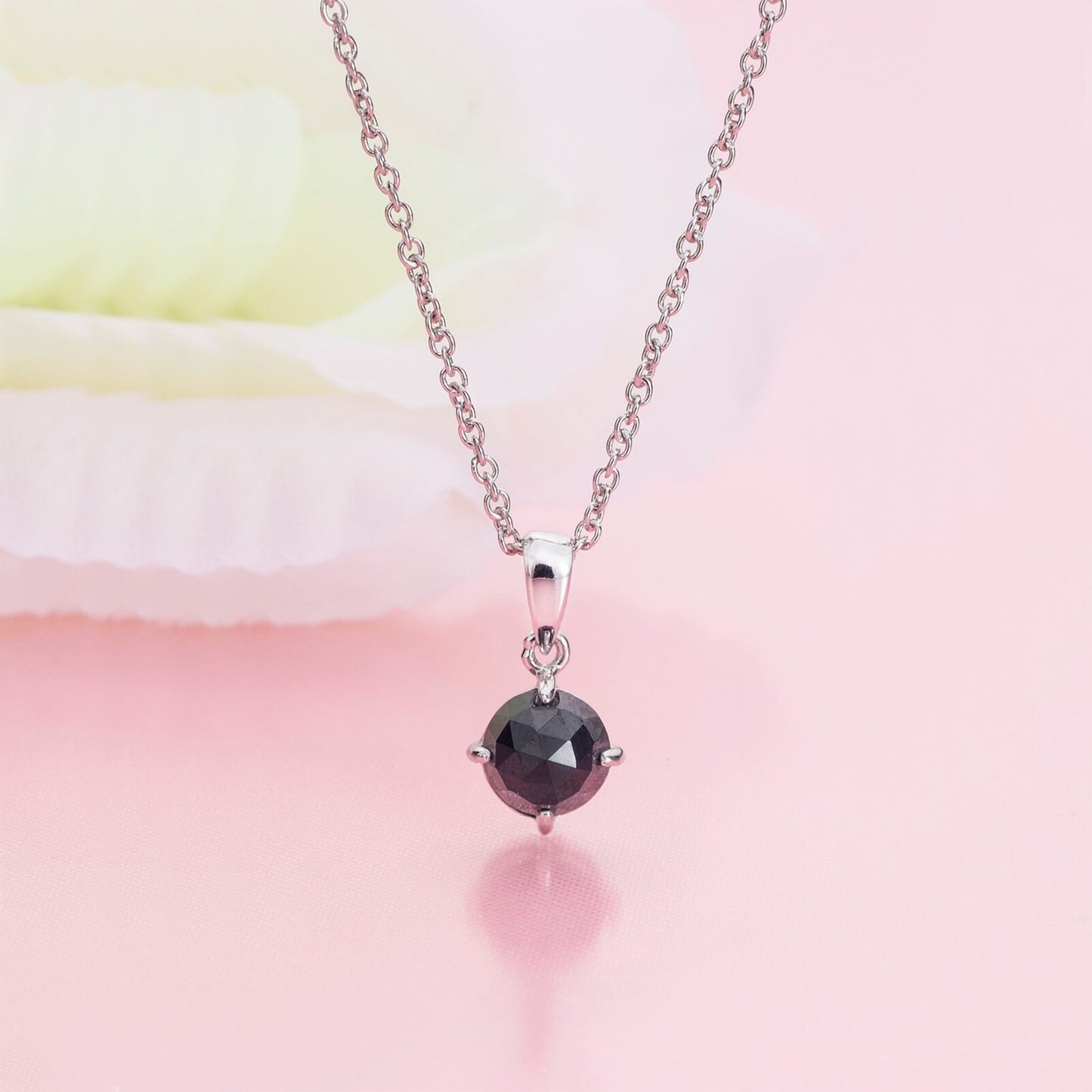 黑色尖晶石玫瑰切工1ct 吊墜項鏈 Black Spinel with Rose Cut 1 Ct Pendant Necklace